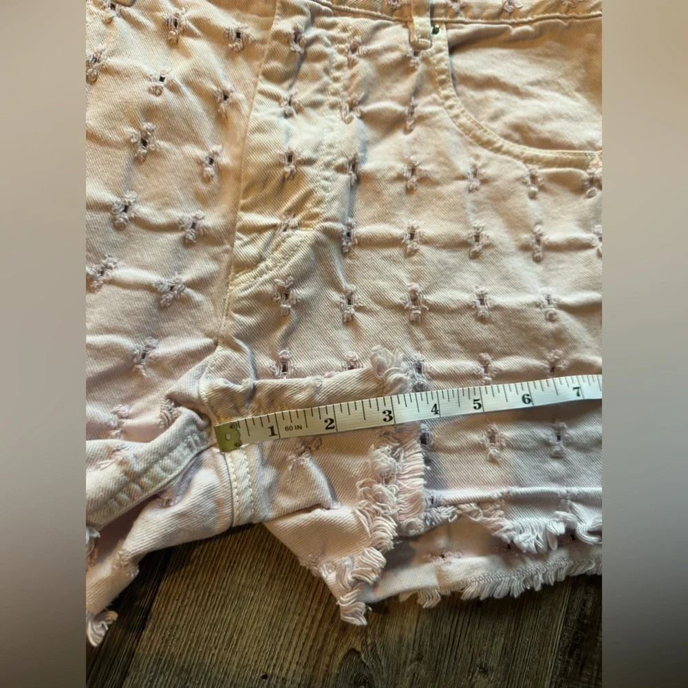 ISABEL MARANT Lesia Frayed Perforated Denim Shorts Lavender Size 36 or USA 4 - Picture 6 of 8